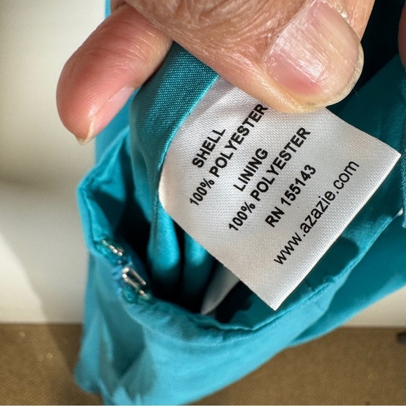 Azazie Blue Teal Wedding Guest Bridesmaid Long Formal Event Dress Missing Size - Picture 6 of 14